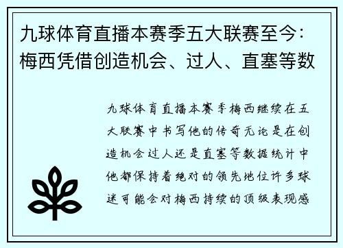 九球体育直播本赛季五大联赛至今：梅西凭借创造机会、过人、直塞等数据持续领跑 - 副本